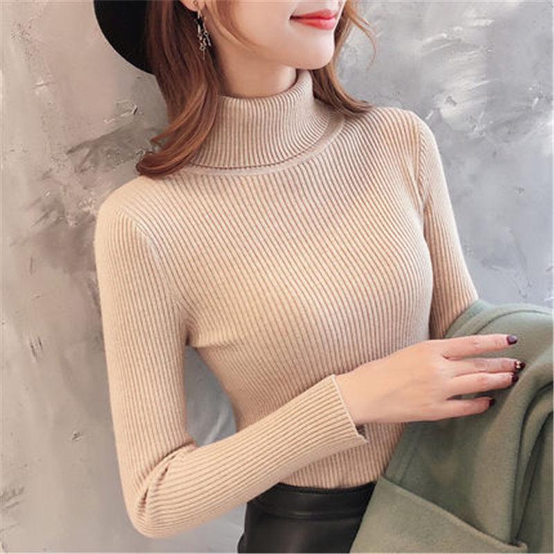 Women's Blouse Slim Short Long-sleeved Warm Thick Sweater Autumn and Winter Turtleneck Sweater