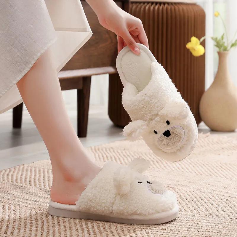 Winter Women Warm Indoor Slippers Ladies Fashion Cute Pink Pig Shoes Women's Soft Short Furry Plush Home Floor Slipper