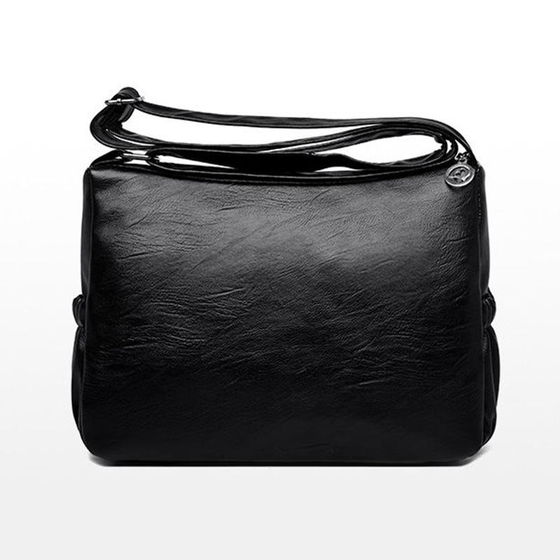 Sheep Leather Multi-layer Female Bag Fashion Trend Large Capacity Messenger Bag Middle-aged Lady Shoulder Bag Mother Bag