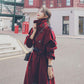 Winter Plus Cotton Thick Warmth Contrast Stitching Woolen Coat Women's Mid-length Thin Loose Over-the-knee Woolen Coat
