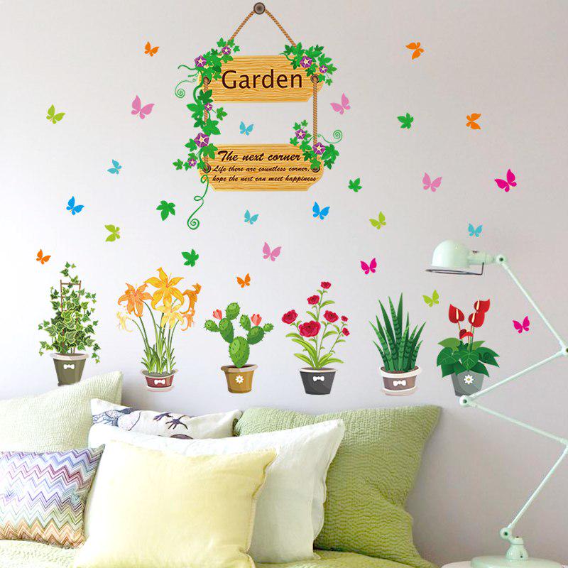 [sticker ]Pot Plant Flower Garden Butterfly Wall Stickers For Kids Rooms Baby Room Kitchen Bathroom