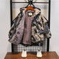 Boys Jacket Autumn and Winter Clothes Children's Quilted Plus Velvet Thick Windbreaker Foreign Style Camouflage Printed Cotton Jacket