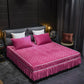 3pcs/set Wintercrystal Velvet Bed Skirt Three-piece Bed Cover Protective Cover Non-slip Quilted Bed Skirt Bed Cover and Pillowcase Three-piece Set