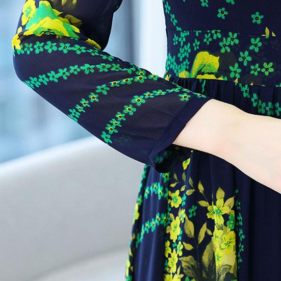 Women's Spring Summer Printed Long Sleeve Dress Autumn Loose Plus Size Casual Long Floral A-line Dress