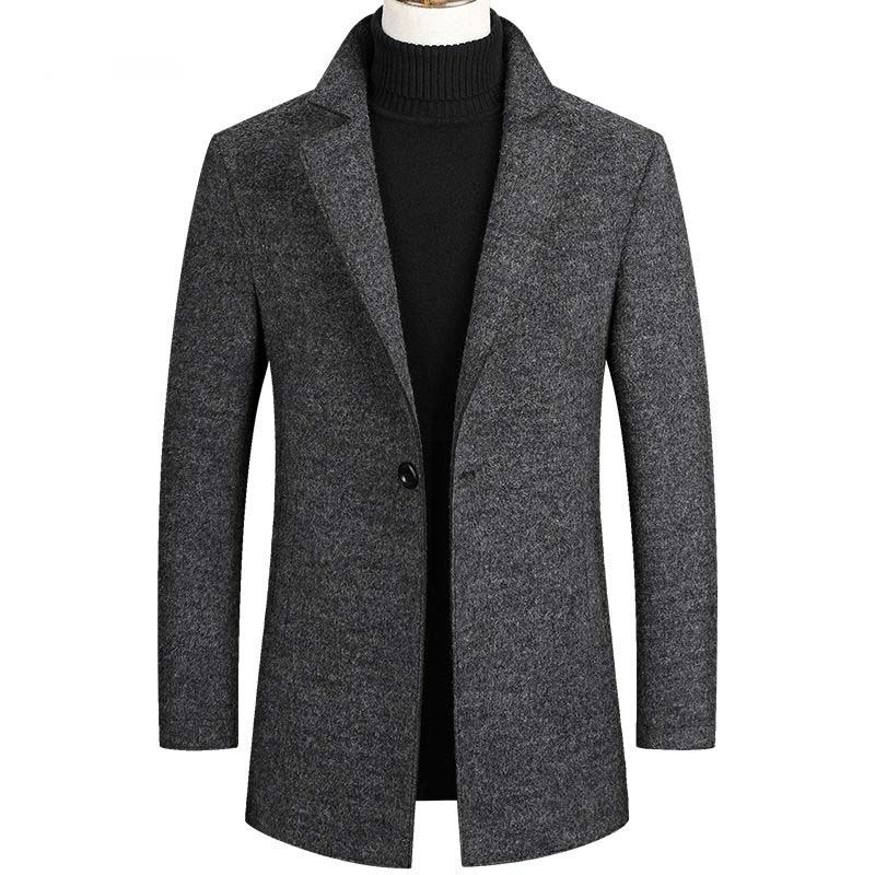 Men's Autumn and Winter Jacket 2021 New Wool Coat Mid-length Casual Windbreaker