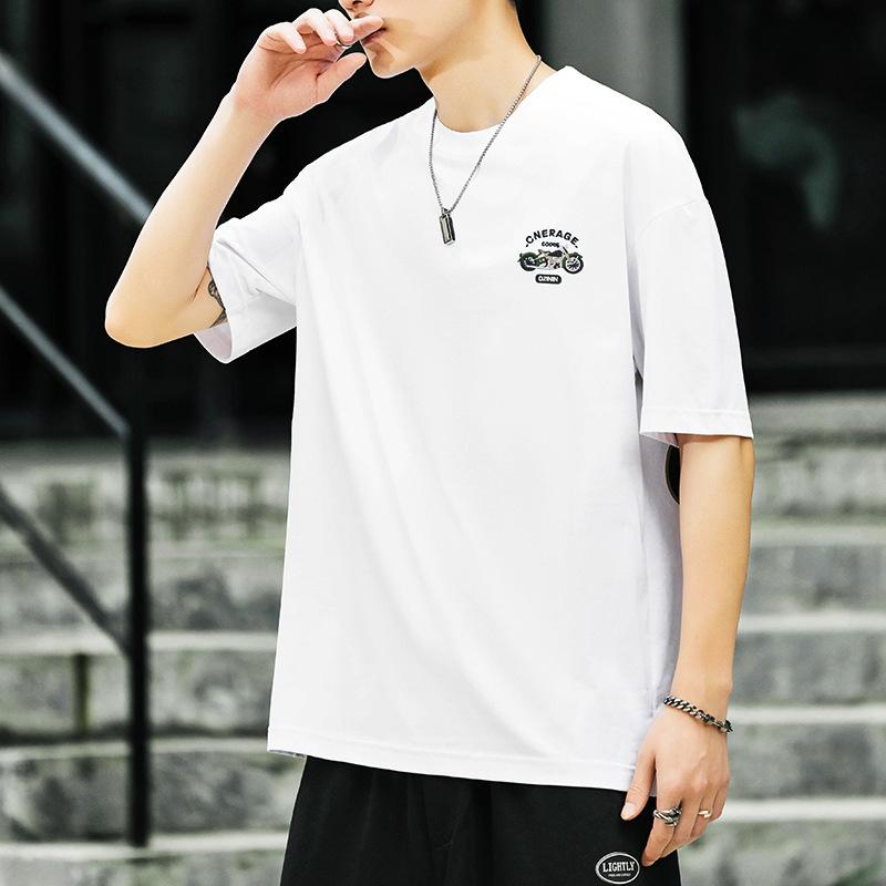 Moto & Biker T-shirt Oversized American Trend Retro Shirt O-neck Half Sleeve Casual Pullover Graphic Punk Clothes Summer