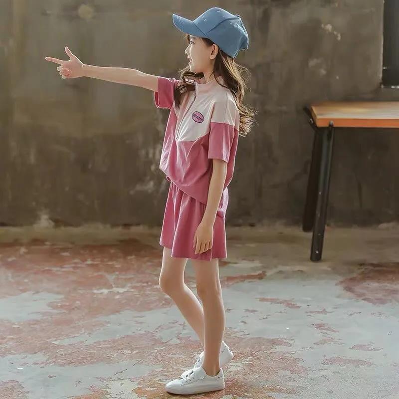 Girls' Summer Suits Children's Fashion Western Style Sports Net Red Summer Clothes Children's