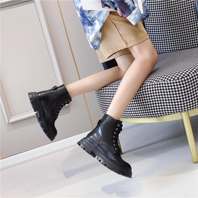 Martin Boots Female Summer and Autumn Cowhide Thick-soled Knight Short Boots British Style Retro Korean Motorcycle Boots