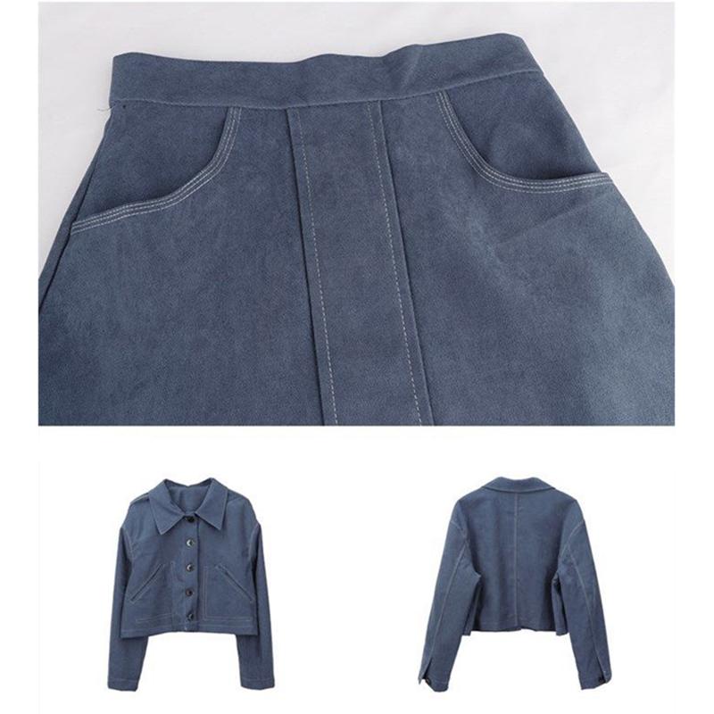 Two-piece Women's Long-sleeved Top A-line Skirt Casual Vacation Office Home