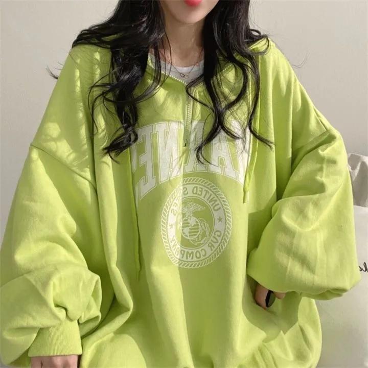 Women's Hooded Sweater Zipper Cardigan Jacket Spring and Autumn Thin Section Loose Bf Lazy Wind Large Size Long-sleeved Pullover Sweatshirts