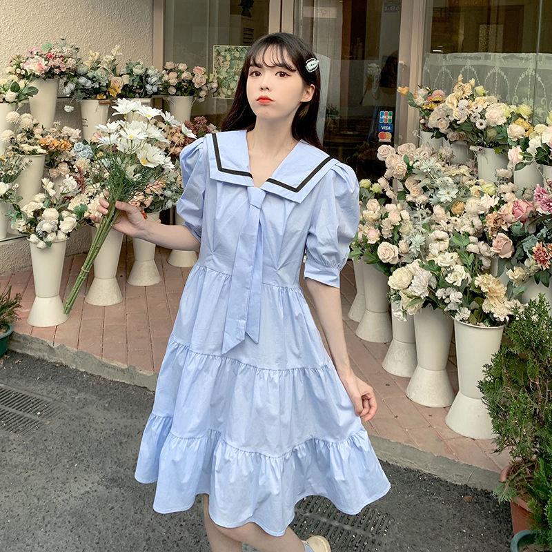 Summer Women's Tie Pompous Graceful Dress Simple Elegant Loose Slim Mid Long Pleated Solid Dress