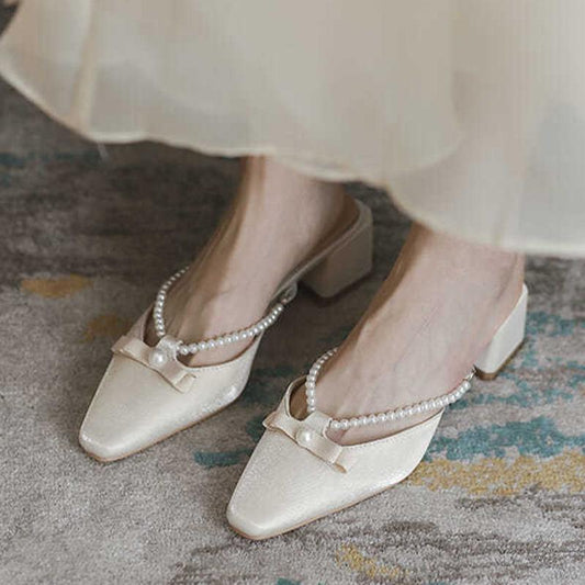 Fairy Sandals Gentle Single Shoes French Niche Sandals Baotou Half-toe Shoes Women's Summer Wear Mules