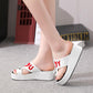 Love Sandals and Slippers Women's Rhinestone Sponge Cake Thick-soled High-heeled Flip-flops Casual Beach Sandals Cute Sexy Sandals