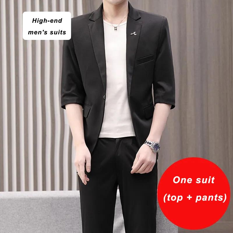 Men's Summer Men's Thin Suits, Young Handsome Suits, Men's Two-piece Suits