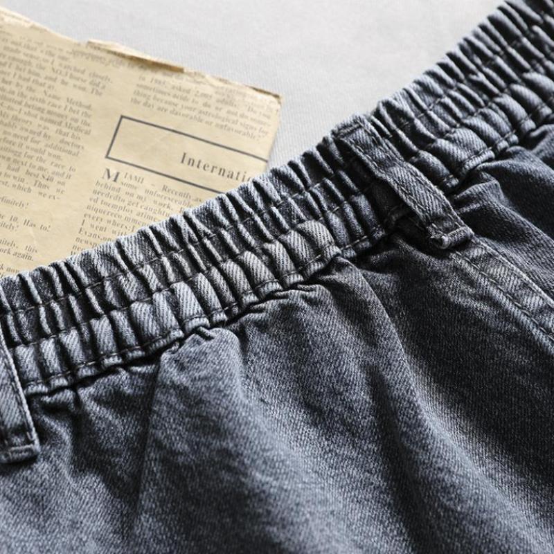 Women's Denim Shorts Summer Loose High Waist Elastic Waist Korean Style A-line Pants Casual Sports Wear Thin Shorts