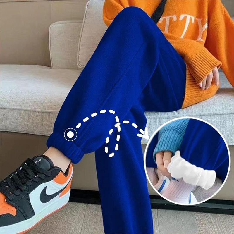 Blue Plus Velvet Padded Sweatpants for Fall/winter Women's Small All-match Loose-fitting Harlan Casual Pants Trendy Fashion