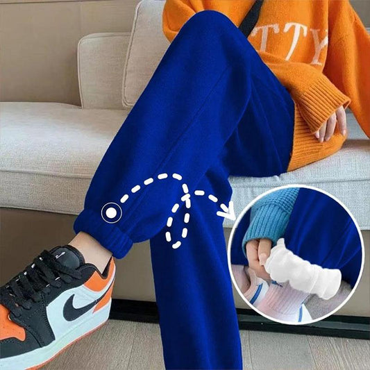 Blue Plus Velvet Padded Sweatpants for Fall/winter Women's Small All-match Loose-fitting Harlan Casual Pants Trendy Fashion