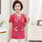 Women's Summer Plus Size Short Sleeve Top Printed Loose Versatile Round Neck T-Shirt Mommy Dress