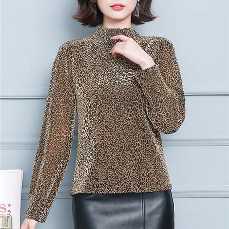 Women's Spring and Autumn Loose Bottoming Shirt Half Turtleneck Long Sleeve All-match Top