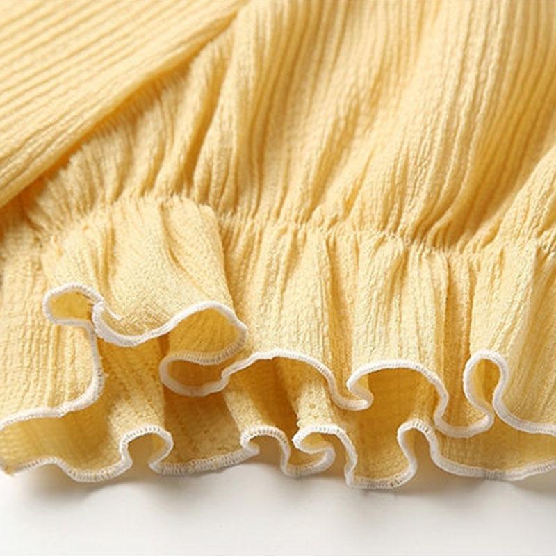 Women's Summer Square Neck Top Loose Chiffon Puff Sleeves