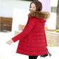 Ladies Down Jacket Winter Fashion Big Fur Collar Hooded Jacket Thick and Cotton Warm Mid-length Jacket