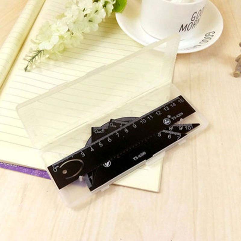 All-metal Student Ruler 4 Piece Set Student Ruler Triangle Protractor Drawing Steel Ruler Set Box