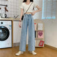 Spring and Autumn Jeans Women's Lace High Waist Thin Wide Leg Daddy Pants Straight Loose Mopping Pants High Waist Casual Pants