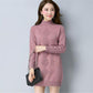Women Winter Turtleneck Knitwear Dress Top Long Knitted Solid Color Thick Sweater Skirt