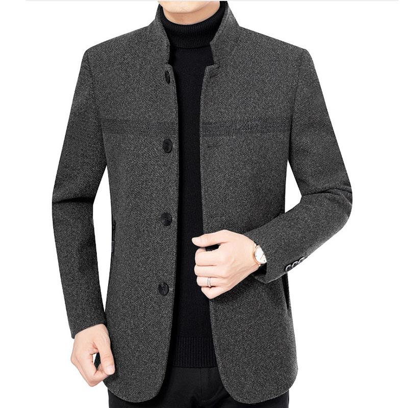 Autumn and winter Casual Middle-aged Men's Woolen Jacket Jacket Men's Short Thickened Mature Men Must-have Jacket