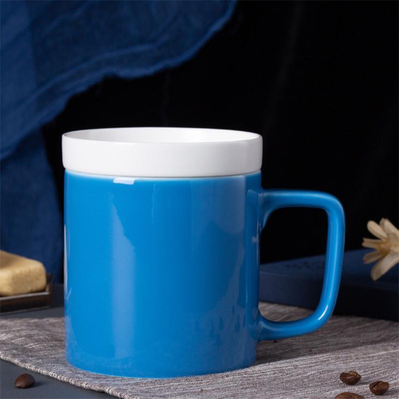 Ceramic Tea Mug Simple Coffee Cup with Biscuit Lid and Filter Porcelain Flower Teacup Office Drinkware Gift