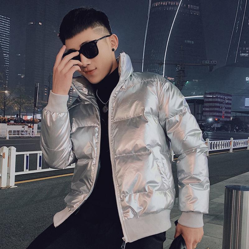 Men's Jacket Winter Coat Men's Tide Korean Style Stand-up Collar Short Shiny Cotton Jacket Trend Padded Jacket Men