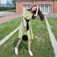 Chiffon Dress with Belt Women Button Solid Color High Waist Turn-down Collar Girls Summer Holiday Knee-length Short Sleeve A-line Dress