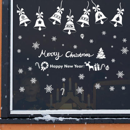 Fashion Christmas Snowflake Bell Wall Sticker Classroom Glass Window Background Decoration
