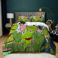 Bed Set of Pillow Socket Three-piece Bedding Set Funny Style 2m Double Bed Green Frog