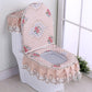 Chenille Toilet Three-piece Set Garden Lace Fabric Zipper Toilet Seat Cushion Toilet Seat Cover Ring Cover