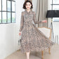 Floral Long Sleeve Dress Feminine Lotus Leaf Collar Chiffon Print Skirt Long French Retro Elegant Inside Outerwear Fabric Lightweight Breathable