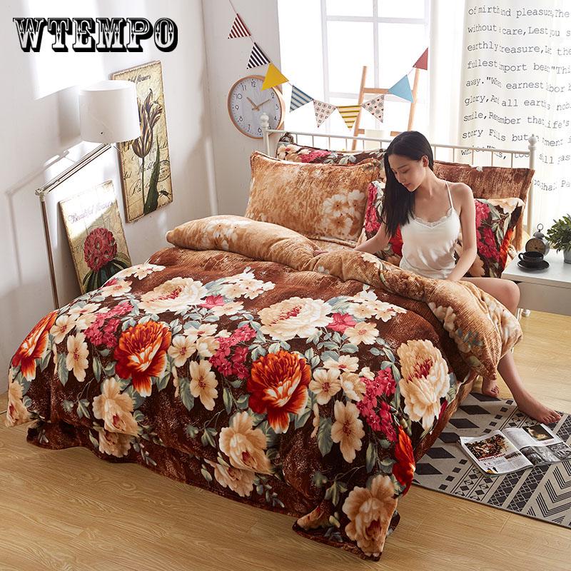 Bedding Set Soft Velvet Flannel Duvet Cover Thick Bedspread Bed Sheet/Linen Pillowcase