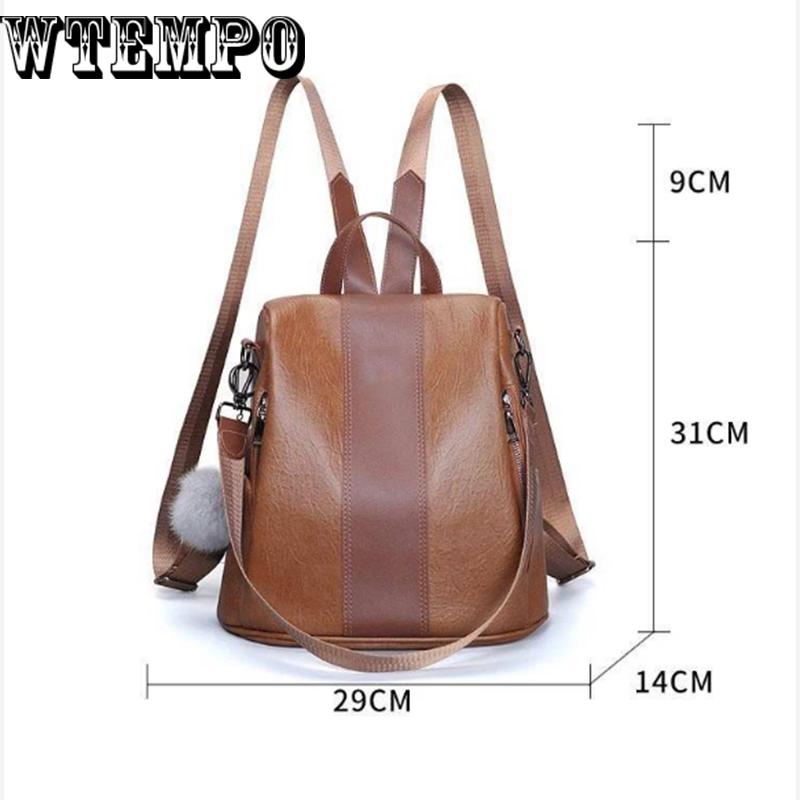 Women Backpack School Bag Pu Leather Backpack Female  Vintage Leisure Travel Backpack for Women