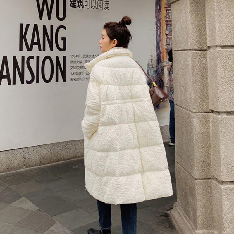 Fashionable Down Padded Jacket Women Mid-length Over-knee Winter Waist Padded Jacket Thick Warm and Comfortable Jacket