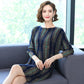 One Word Neck Sweater Mid-length Autumn and Winter Women's Printed Knit Bottoming Sweater Skirt Temperament Straight Sweater