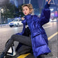 Women's Mid-length Down Jacket White Duck Down Waist Shiny Fashion Korean Style Thick Coat