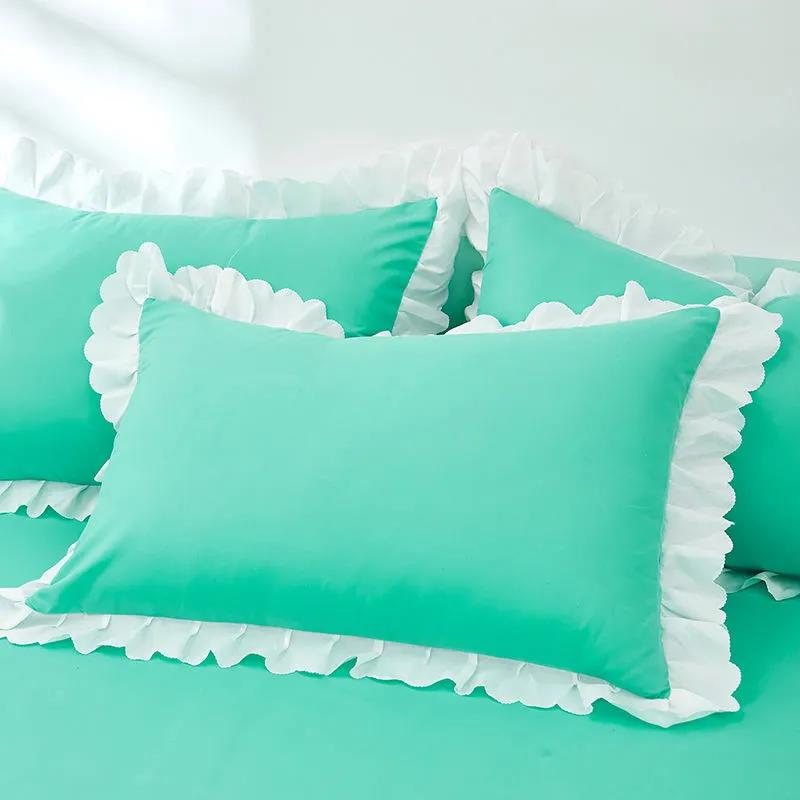 Korean Version Princess Lace Pillowcases A Pair of Single and Double Lotus Leaf Pillowcases Pillow Core Pillow Skin 48*74cm