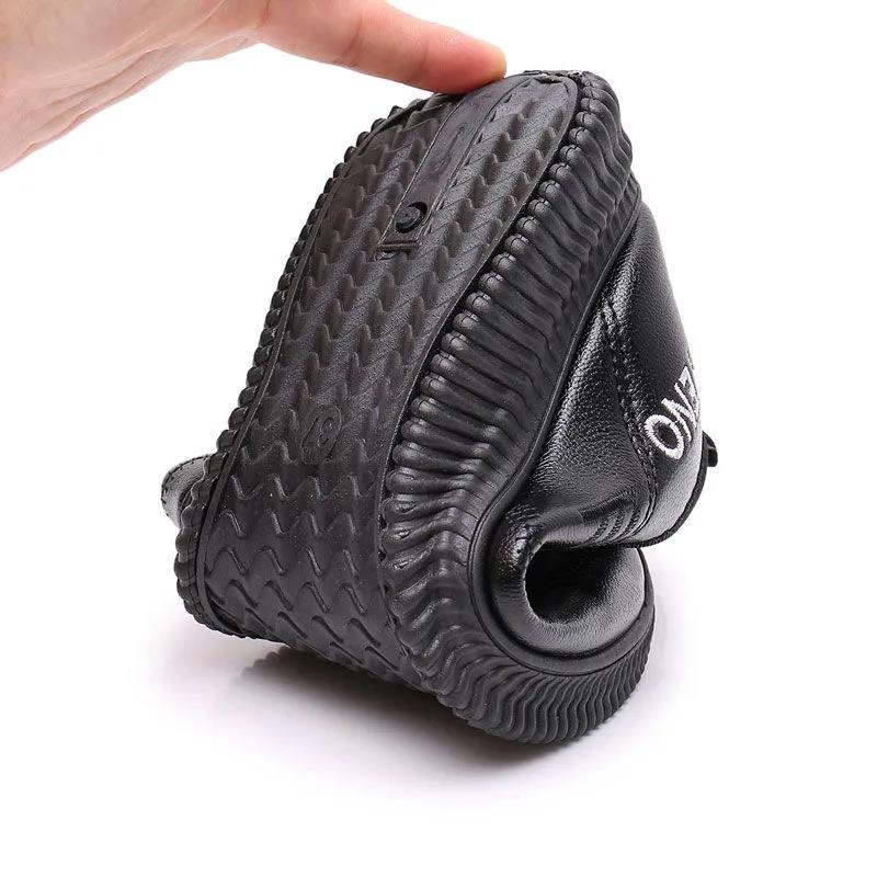 Winter Old Beijing Women's Cotton Shoes Leather Waterproof and Velvet Thickened Non-slip Warm Flat Shoes