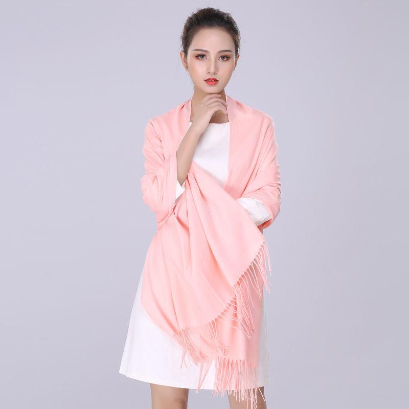Pure Color Faux Cashmere Scarf Shawl Dual-use Wild Thick Long Section Ladies Warm Knitted Big Scarf Soft Fabric Temperament Shawl