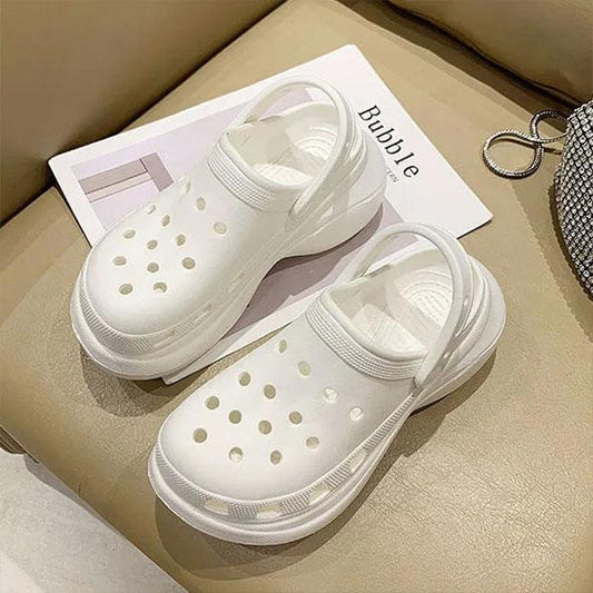 High-heeled Hole Shoes Women's Summer Wear Ins Fashion Non-slip Thick-soled Beach Daddy Sandals Heightened Sandals Slippers