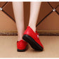 Red Single Shoes Women's Spring and Autumn Loafers Soft Bottom Non-slip Flat Leather Shoes Casual Shoes