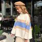 Thick Color-matching Turtleneck Female Autumn Winter Striped Bottoming Sweater Loose Top