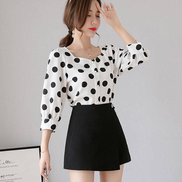 Pofulove Women High Waist Chiffon Wide Leg Shorts Skirt Students Casual Thin Suit Pants A-line Pants