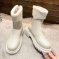 Snow Boots Women's Sheep Martin Boots Winter Plus Velvet Warm Thick-soled Boots Increased Round Toe British Short Boots