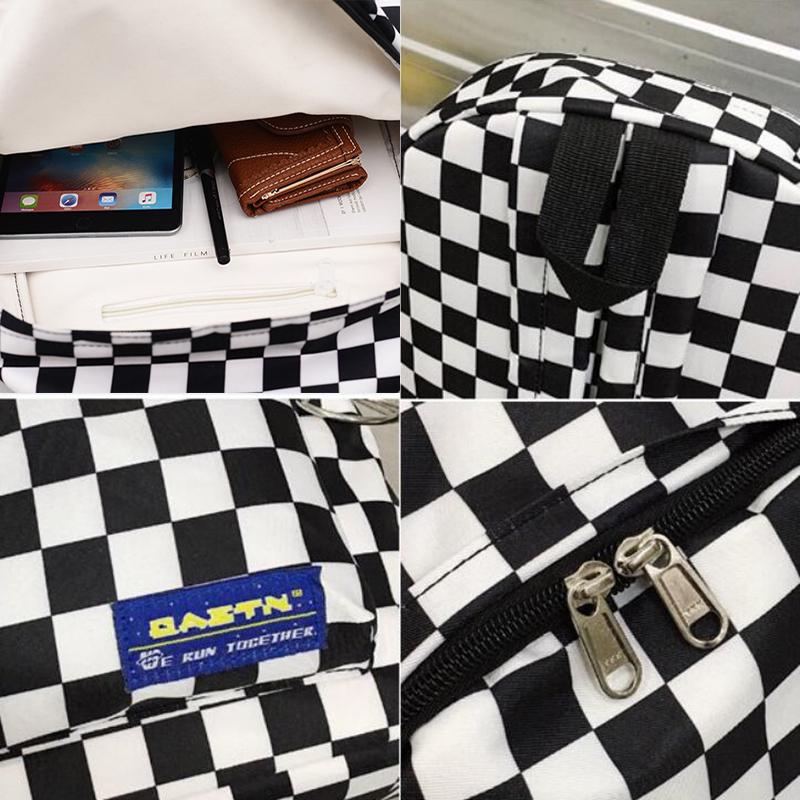 Unisex Plaid Nylon Design Daypack Laptop Backpack Book Bags for School Backpack Casual Rucksack